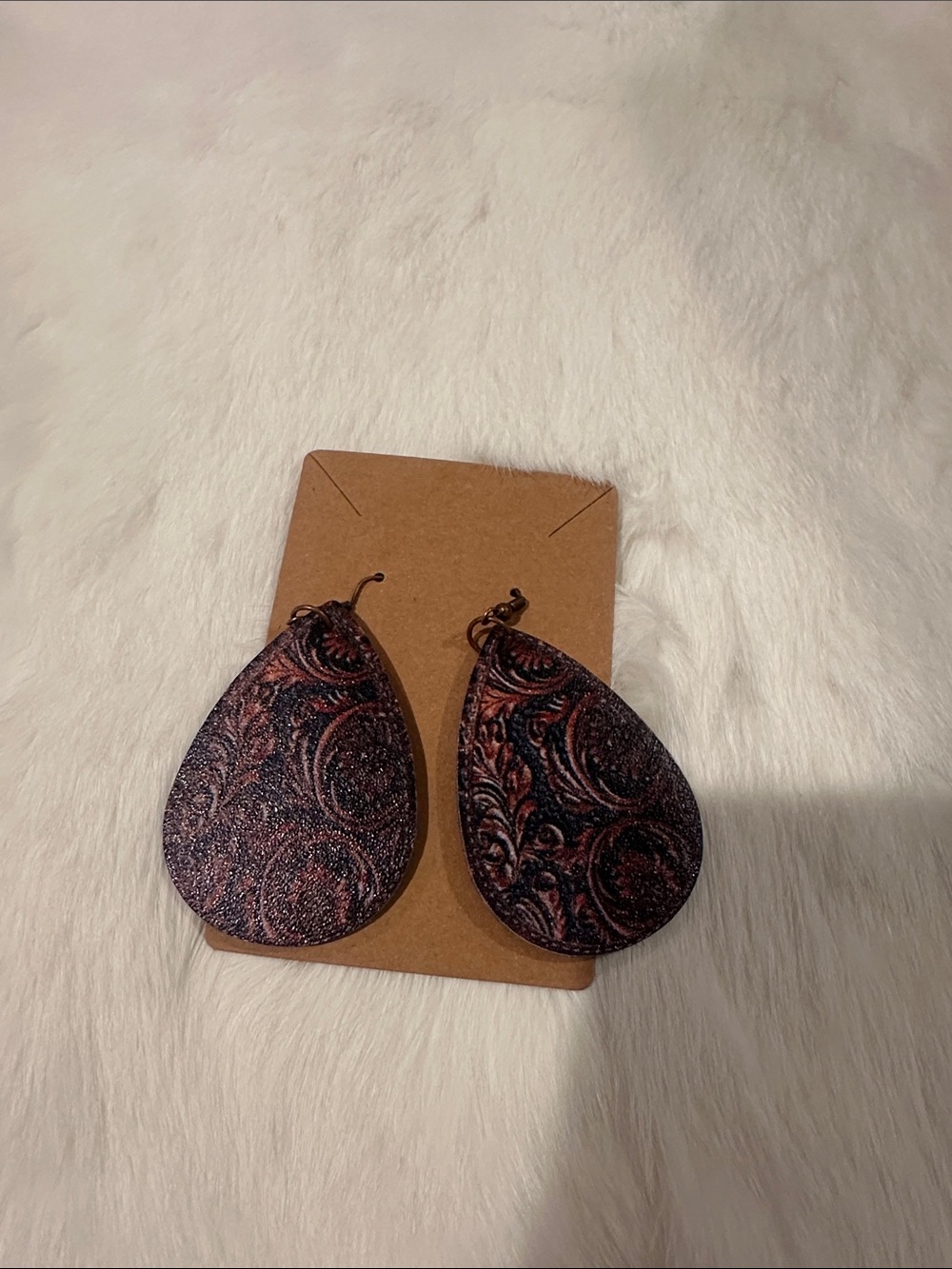 Source Unknown Black and Copper Teardrop Paisley Earrings